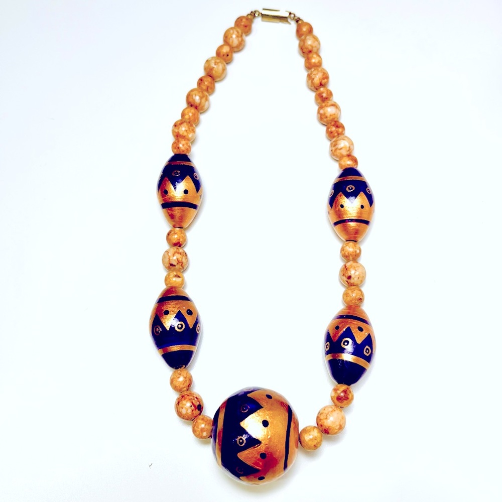 Chunky natural stone purple and gold necklace